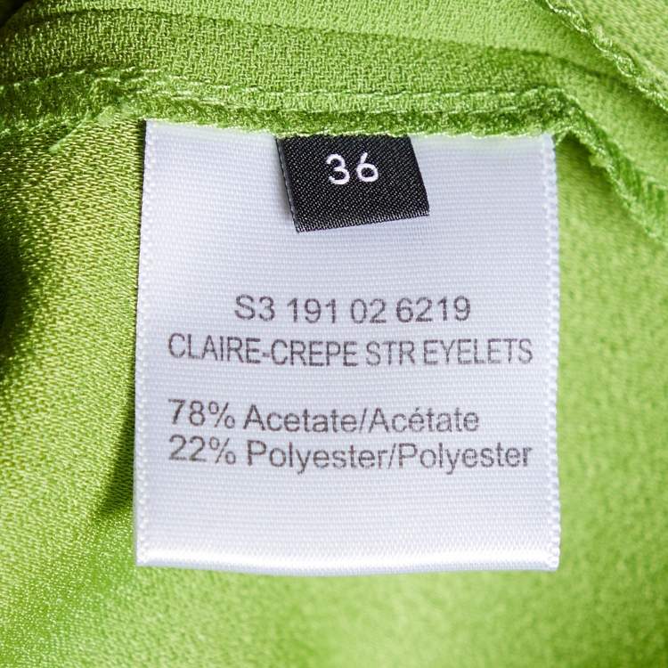 Pre Owned Joseph Green Stretch Crepe Eyelet Detail Shift Dress S