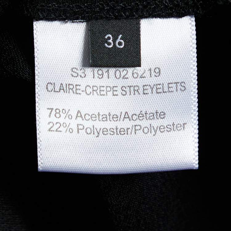 مملوكة مسبقًا Joseph Black Stretch Crepe Eyelet Detail Shift Dress S