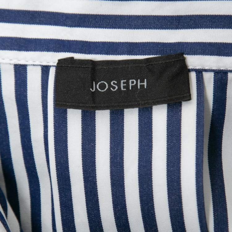 Pre Owned Joseph Blue Striped Cotton Back Tie Detail Shirt M
