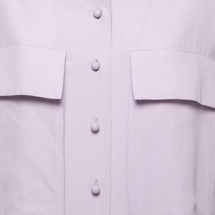 Pre Owned Joseph Purple Silk Pocket Detail Shirt M