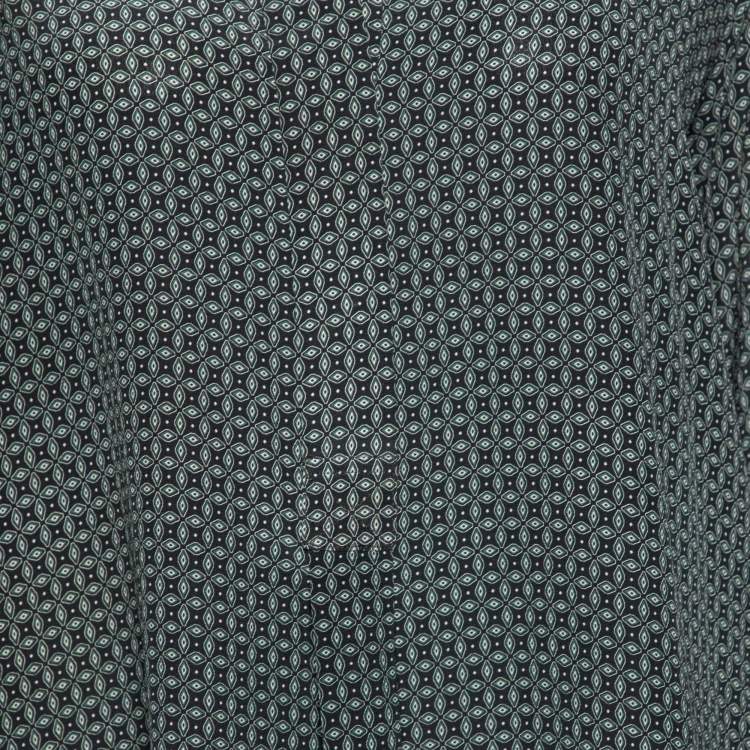 Pre Owned Joseph Black Cravate Printed Silk Button Front Dara Tunic L