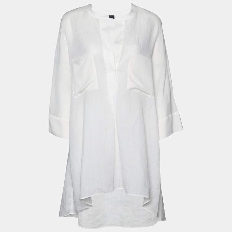 Pre Owned Joseph White Ramie & Silk Heather Tunic L