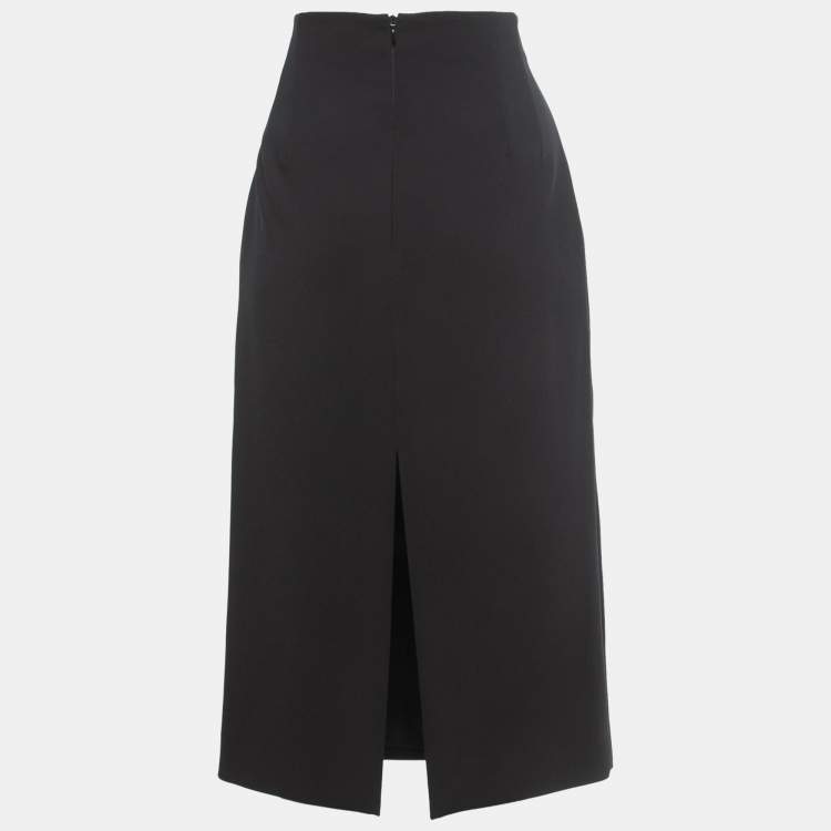 Pre Owned Joseph Black Stretch Crepe Midi Pencil Skirt L