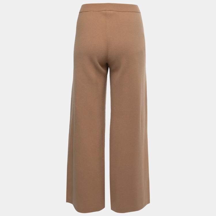 Pre Owned Joseph Brown Wool Knit Wide Leg Pants M