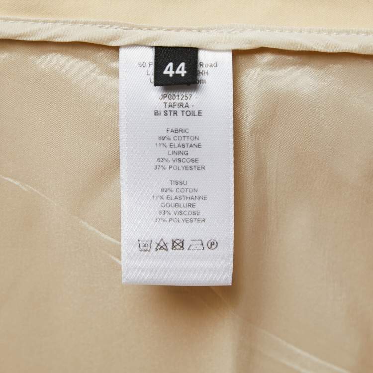 Pre Owned Joseph Cream Stretch Cotton High Waist Flared Leg Trousers L