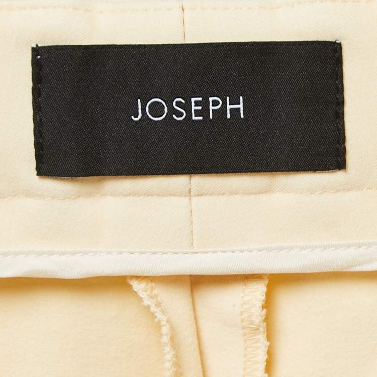 Pre Owned Joseph Cream Stretch Cotton High Waist Flared Leg Trousers L