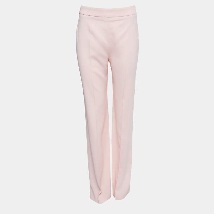 Pre Owned Joseph Light Pink Crepe High Waist Wide-Leg Trousers L
