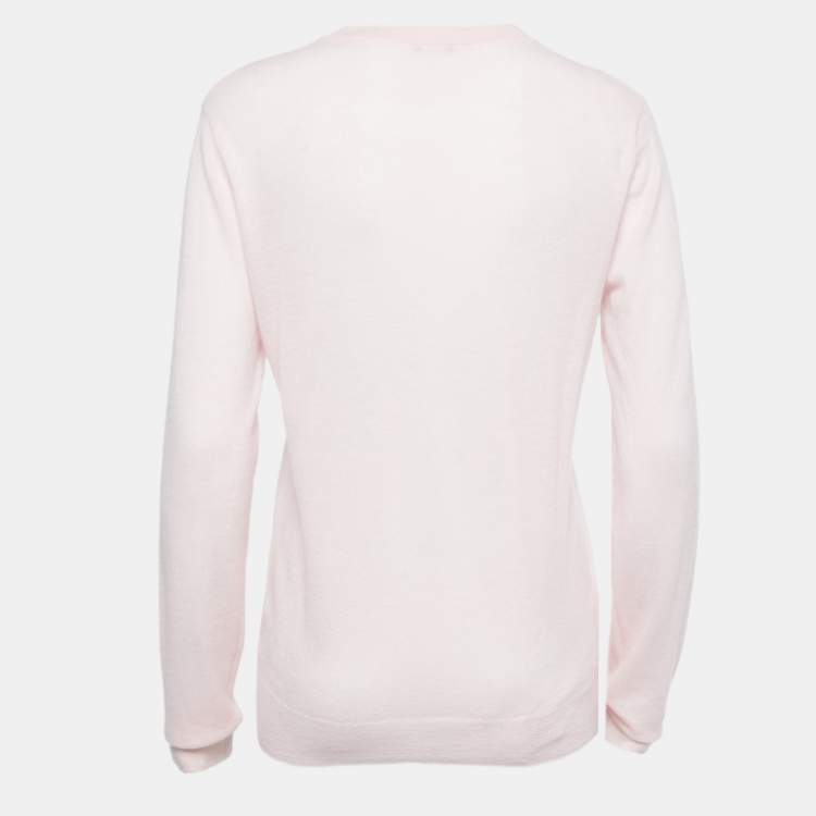 Pre Owned Joseph Light Pink Cashmere Knit Crew Neck Long Sleeve Top XL