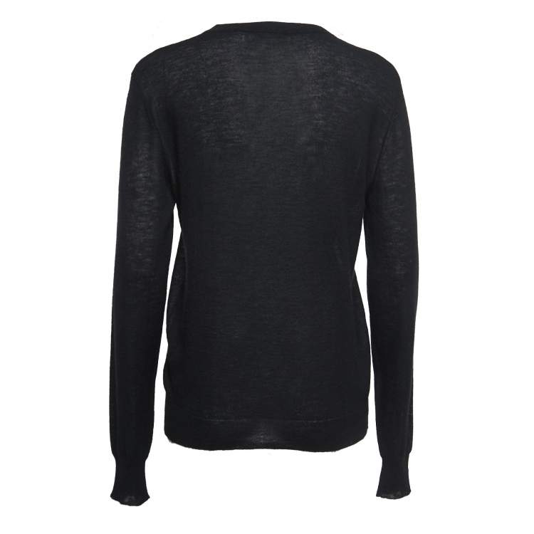 Pre Owned Joseph Black Cashmere Knit Crew Neck Long Sleeve Top XL