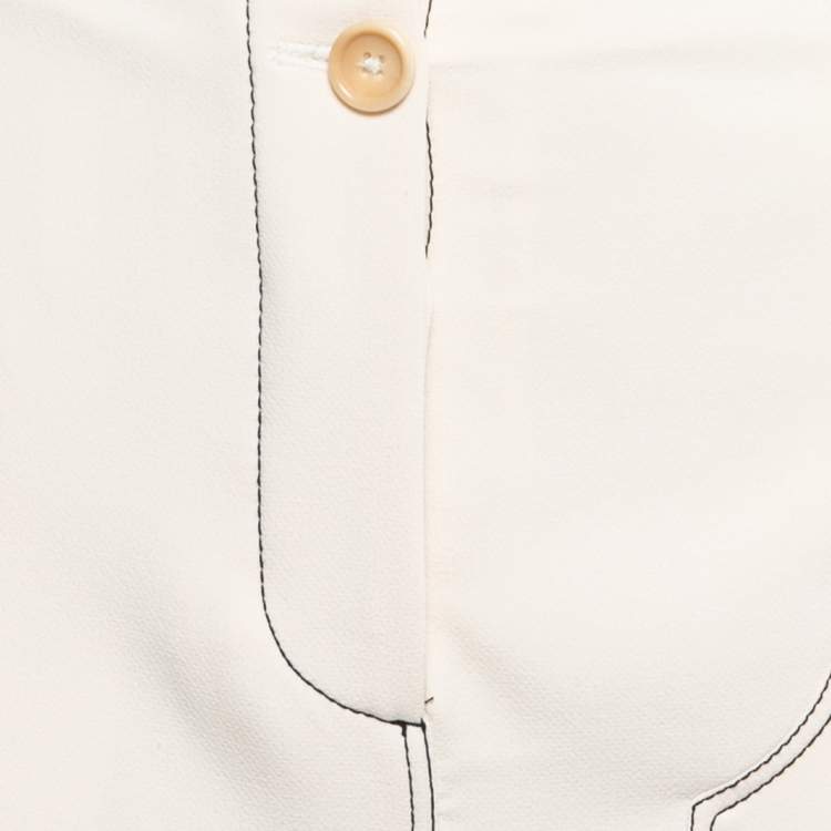 Pre Owned Joseph Cream Crepe High Waist Wide Leg Trousers L