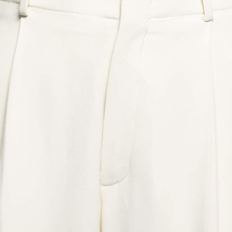 Pre Owned Joseph Cream Crepe Wide-Leg Pants M