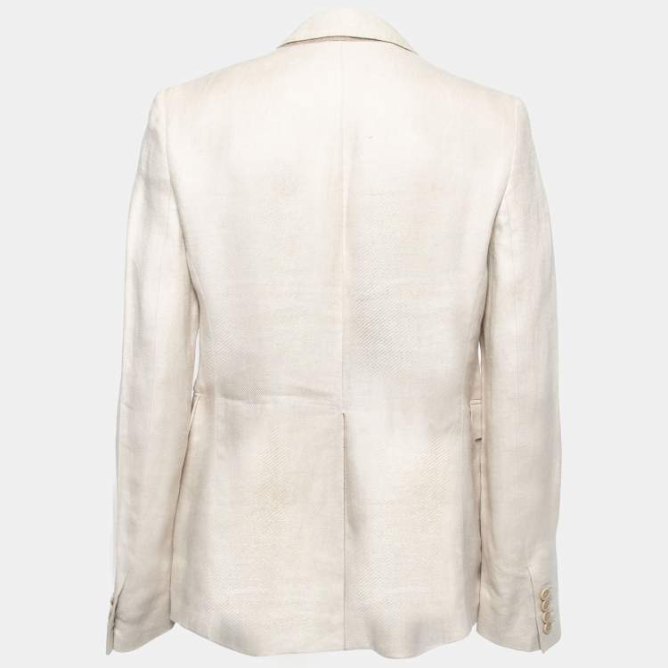 Pre Owned Joseph Ecru White Linen Single-Breasted Blazer L