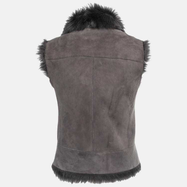 Joseph Grey Fur & Suede New Lucy Toscana Vest XS Joseph | TLC