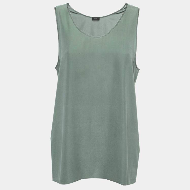Pre Owned Joseph Green Silk Sleeveless Top L