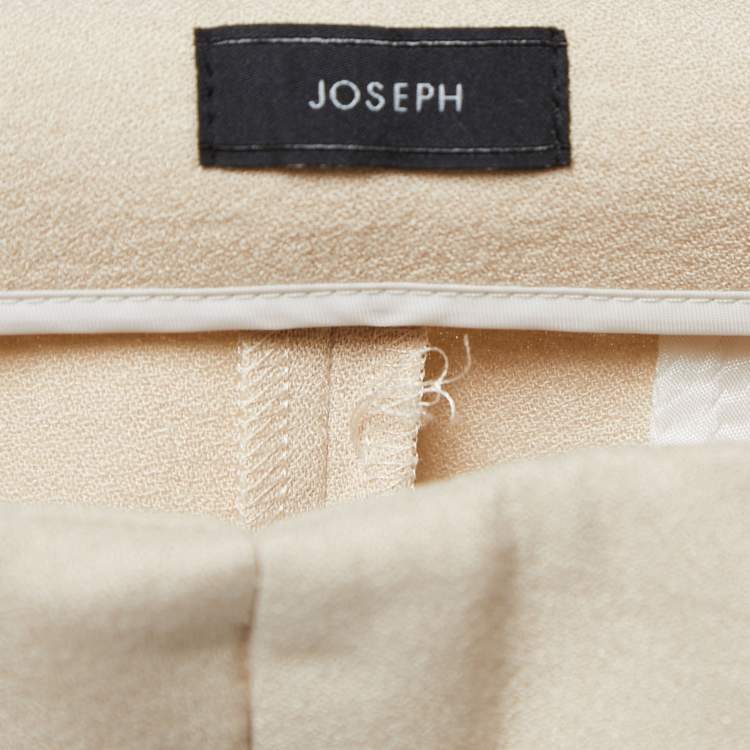 Pre Owned Joseph Off White Crepe High Waist Wide Leg Trousers M