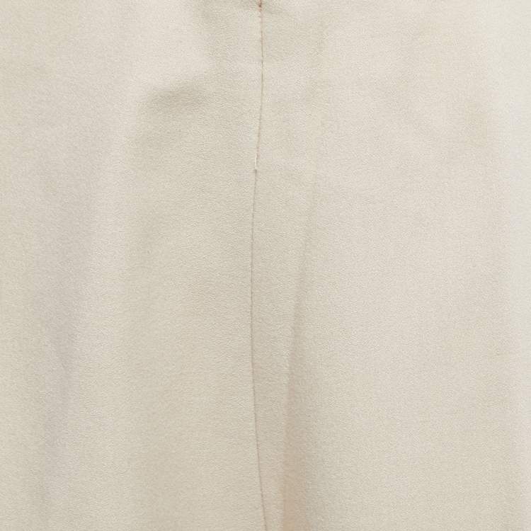 Pre Owned Joseph Off White Crepe High Waist Wide Leg Trousers M