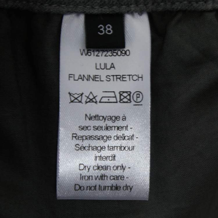 Pre Owned Joseph Grey Wool Drawstring Straight Leg Trousers M