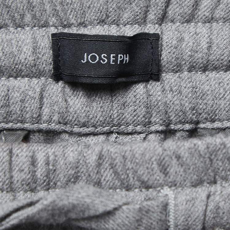 Pre Owned Joseph Grey Wool Drawstring Straight Leg Trousers M