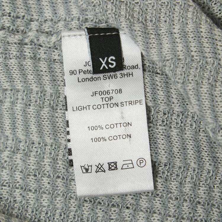 Pre Owned Joseph Light Blue Striped Cotton Knit Top XS