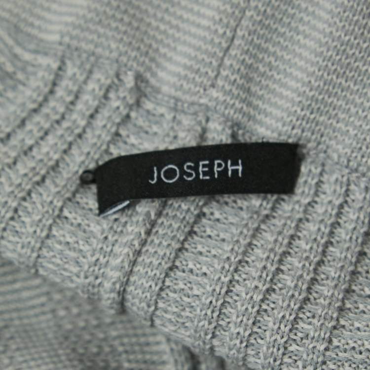Pre Owned Joseph Light Blue Striped Cotton Knit Flared Pants XXS