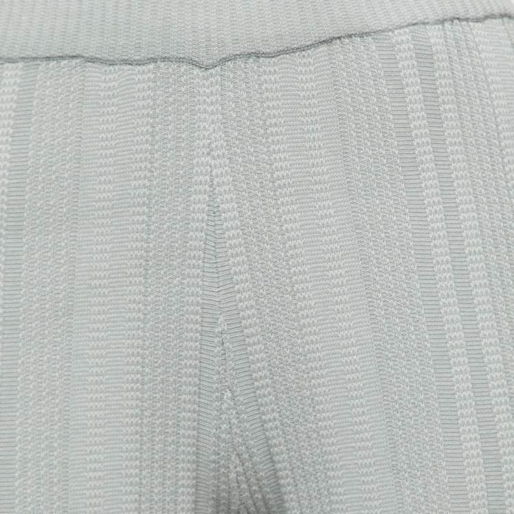 Pre Owned Joseph Light Blue Striped Cotton Knit Flared Pants XXS