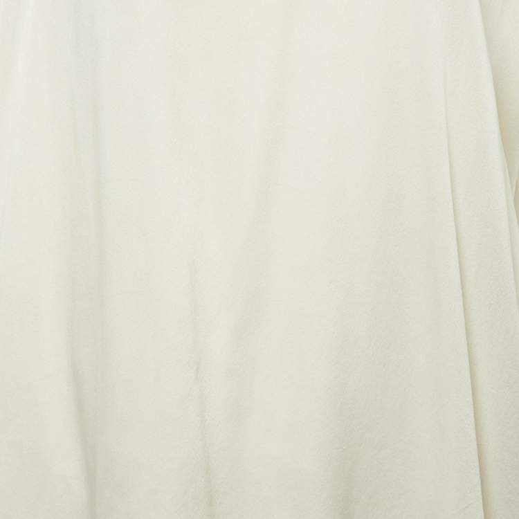 Pre Owned Joseph Off White Cotton Knit & Satin T-Shirt M