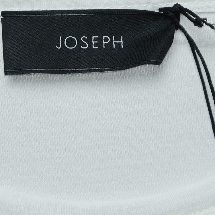 Pre Owned Joseph Off White Cotton Adjustable Strap Detailed Half Sleeve T-Shirt XS
