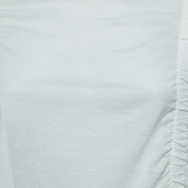 Pre Owned Joseph Off White Cotton Adjustable Strap Detailed Half Sleeve T-Shirt XS