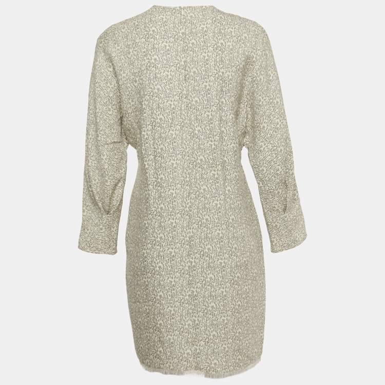 مملوكة مسبقًا Joseph Off-White Print Silk Drape Detailed Mini Dress S