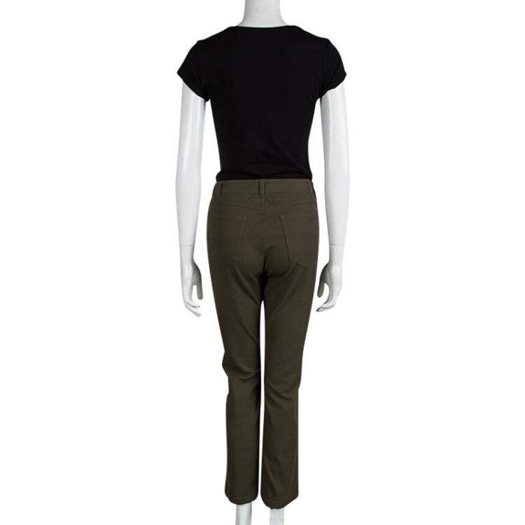 Pre Owned Joseph Olive Green Stretch Denim Boot Cut Pants L