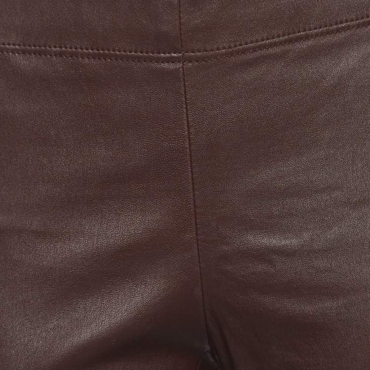 Pre Owned Joseph Burgundy Leather Leggings M