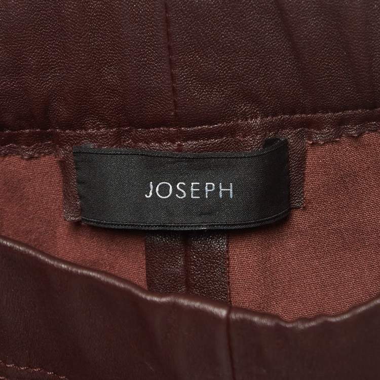Pre Owned Joseph Burgundy Leather Leggings M