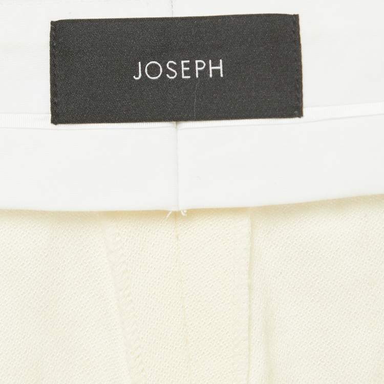 Pre Owned Joseph Cream Crepe Linen Trina Straight Fit Pants M