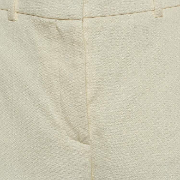 Pre Owned Joseph Cream Crepe Linen Trina Straight Fit Pants M