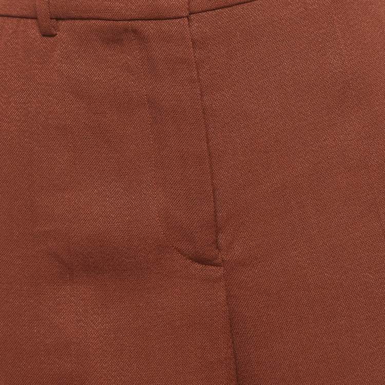 Pre Owned Joseph Brown Crepe Linen Trina Straight Fit Pants M