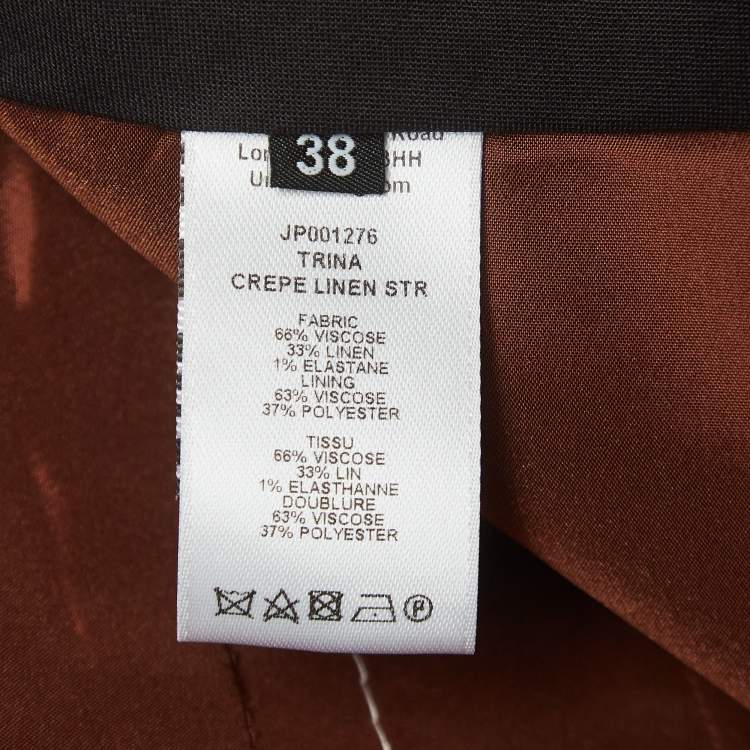 Pre Owned Joseph Brown Crepe Linen Trina Straight Fit Pants M