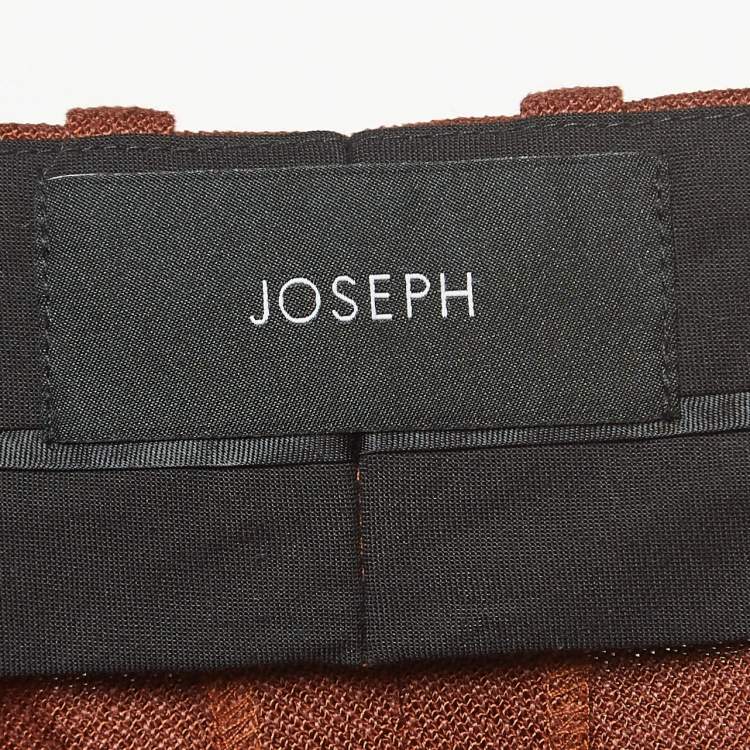 Pre Owned Joseph Brown Crepe Linen Trina Straight Fit Pants M