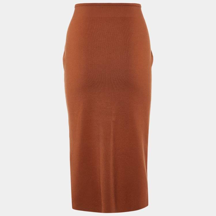 Stretchy brown pencil outlet skirt