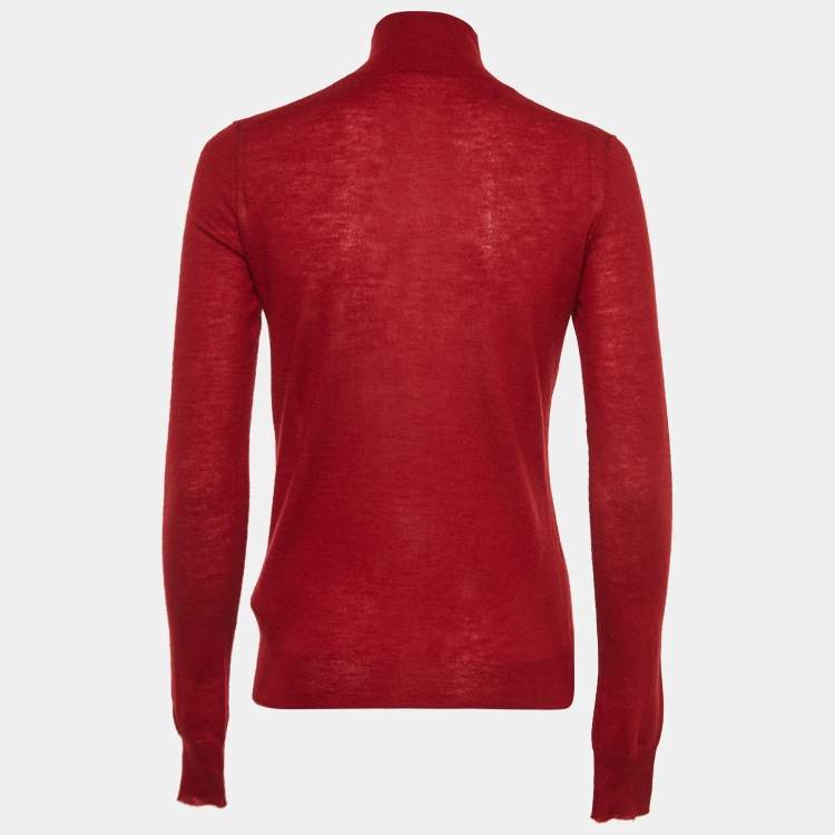 Pre Owned Joseph Red Cashmere Cashair High Neck Sweater S