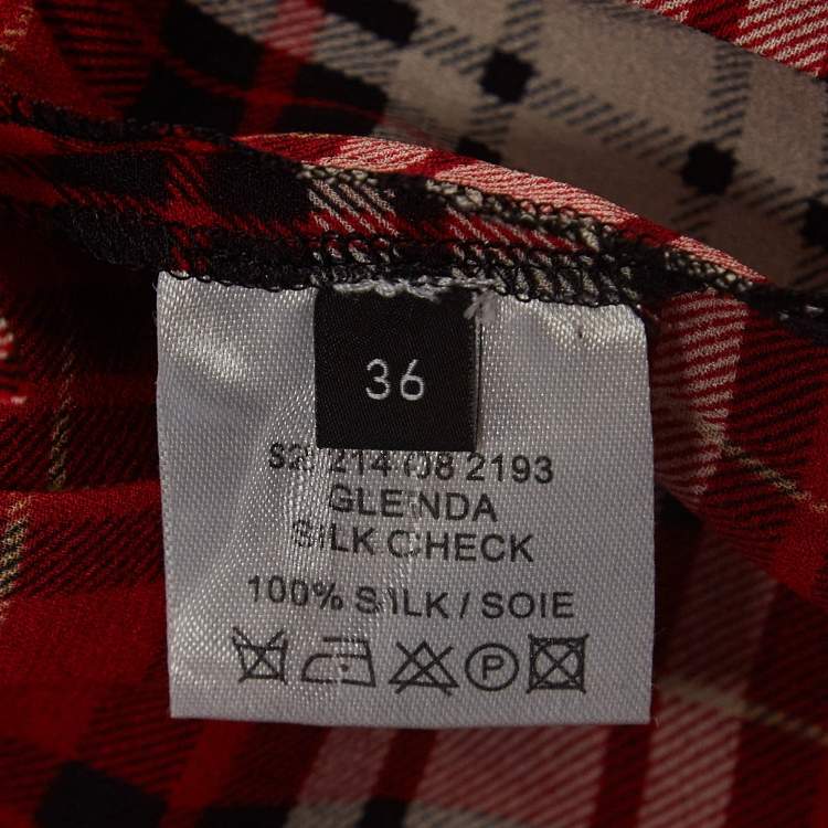 Pre Owned Joseph Red Tartan Check Silk Pleated Mini Skirt S