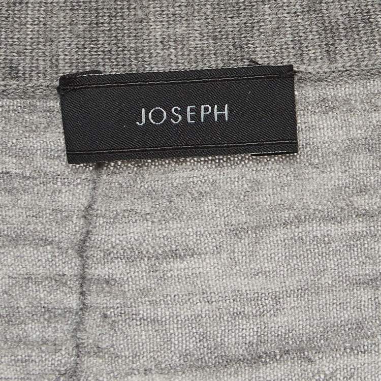Pre Owned Joseph Grey Merinos Wool Rib Knit Asymmetric Cardigan S