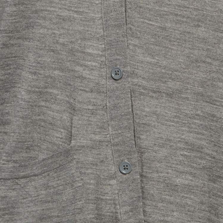 Pre Owned Joseph Grey Merinos Wool Rib Knit Asymmetric Cardigan S
