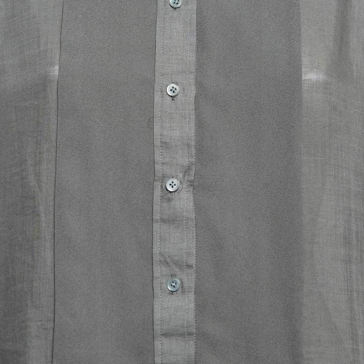 Pre Owned Joseph Grey Ramie Long Sleeve Buttoned Midi Dress L 