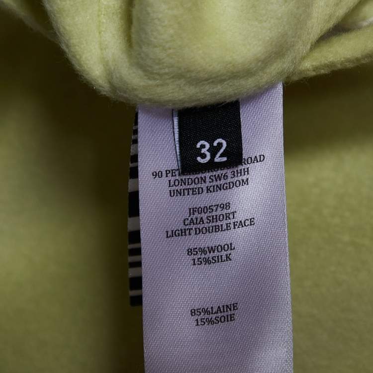 Pre Owned Joseph Lime Yellow Wool & Silk Caia Short Coat XS