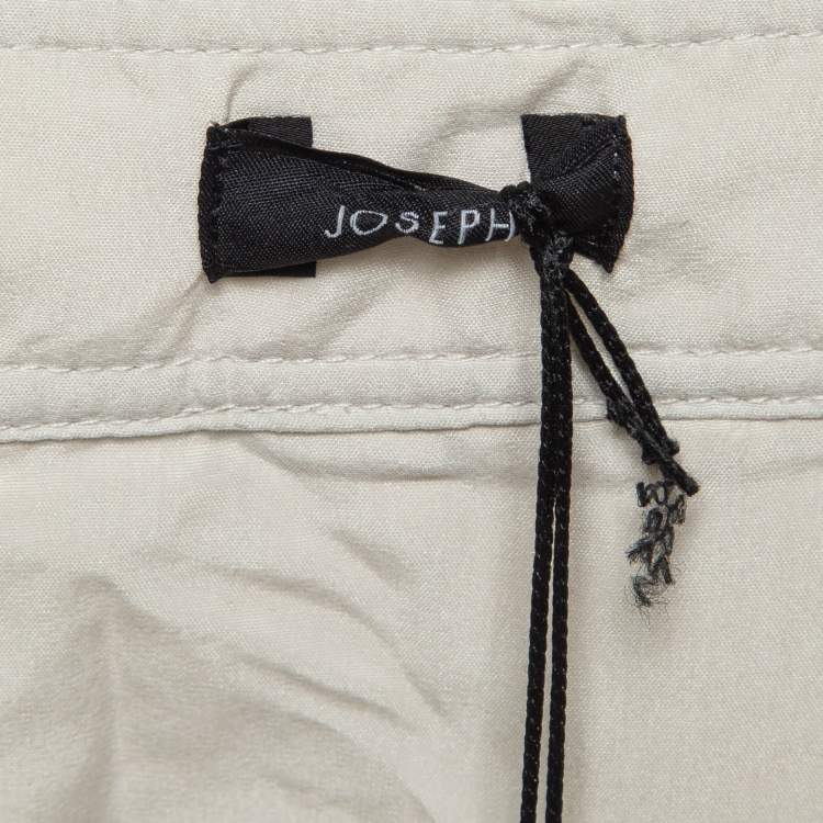 Pre Owned Joseph Cream Parachute Silk Belted Shirt Dress L
