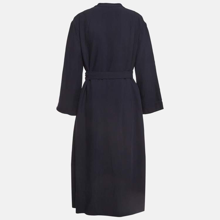 Pre Owned Joseph Navy Blue Crepe Midi Wrap Dress M