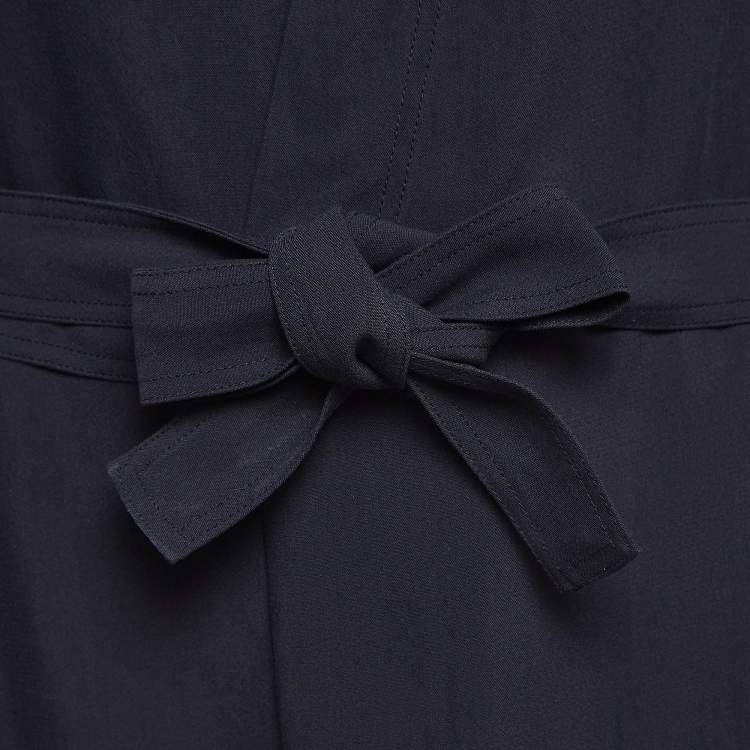 Pre Owned Joseph Navy Blue Crepe Midi Wrap Dress M