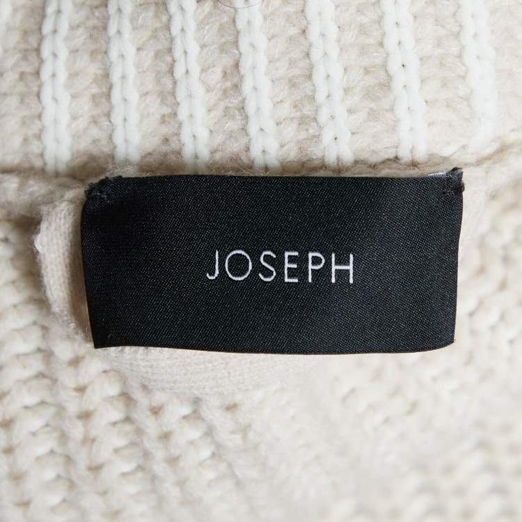 Pre Owned Joseph Ivory Graphic Stitch Merino Wool Cardigan Coat M