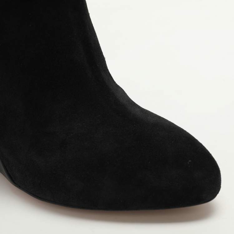 Pre Owned Joseph Black Suede Knee Length Boots Size 38