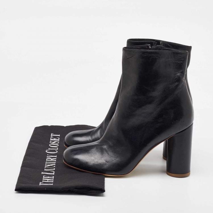 Pre Owned Joseph Black Leather Ankle Zipped Boots Size 39